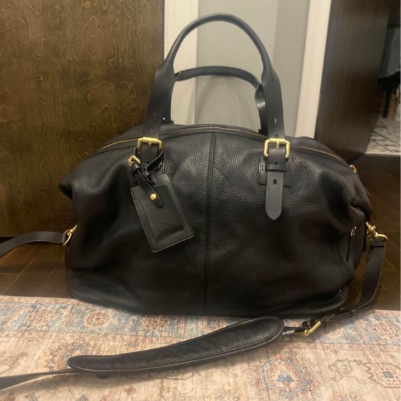 Cole Haan Mens Black Leather Weekender Duffle Bag - Picture 1 of 2
